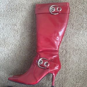 Red rain boots